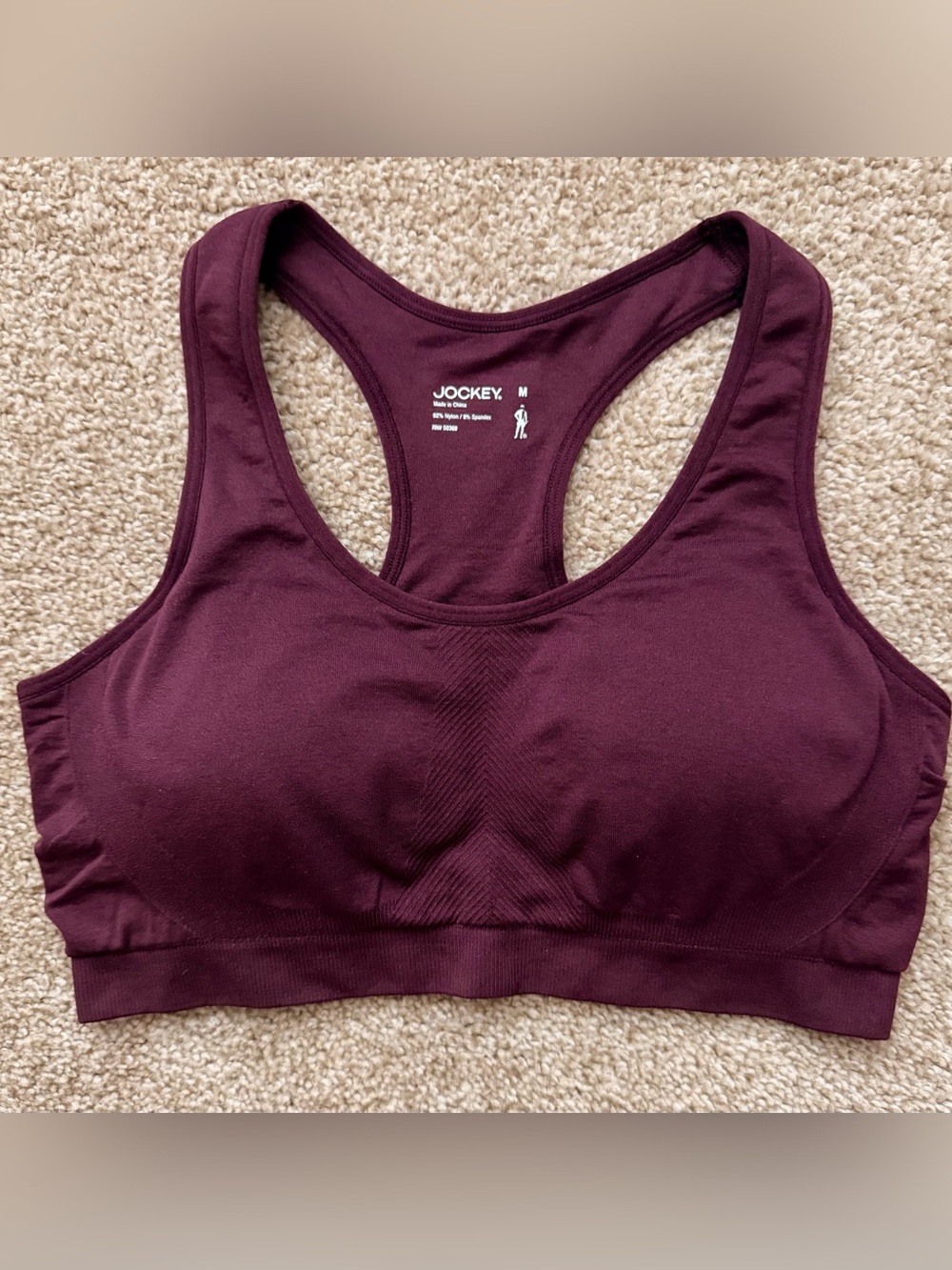 Jockey Seamless Racerback Sports Bra in Burgundy